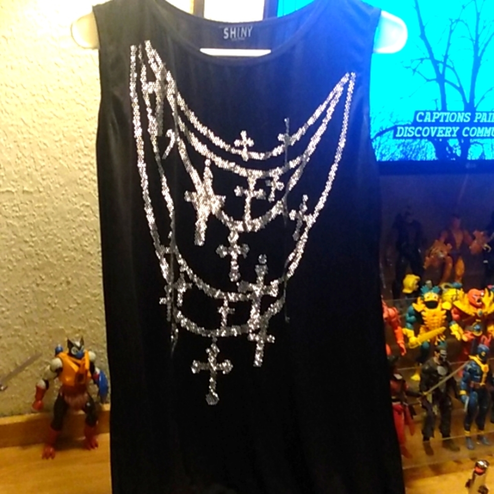 Black silver top